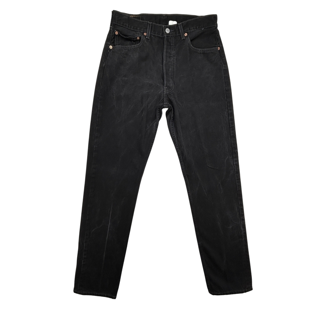 Vintage Levis 501 Jeans Womens 33x34 Black Denim Y2K 2000s Button Fly 6501-0660